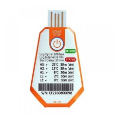 RC19 DATALOGGER TEMPERATURA (-30 A 70°C) DESCARTÁVEL 16000 LEITURAS CONEXÃO USB DIRETA - INSTRUFIBER