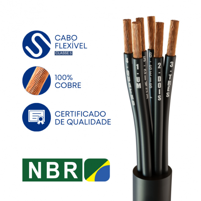 CABO COMANDO/CONTROLE 5X25,00 MM² SEM BLINDAGEM PRETO - INSTRUFIBER