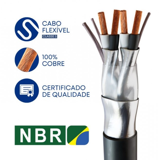 CABO INSTRUMENTAÇÃO/SINAL 2X2X0,50 MM² BLINDAGEM INDIVIDUAL E TOTAL + DRENO PRETO - INSTRUFIBER