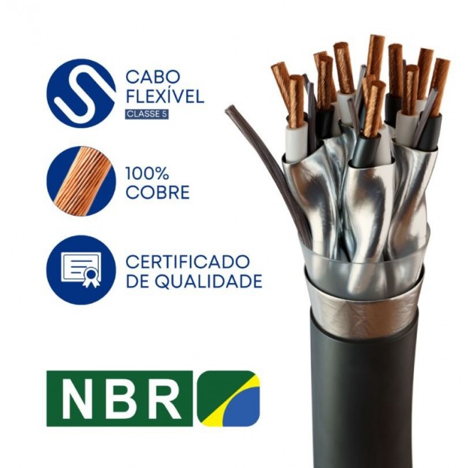 CABO INSTRUMENTAÇÃO/SINAL 4X2X1,00 MM² BLINDAGEM INDIVIDUAL E TOTAL + DRENO PRETO - INSTRUFIBER