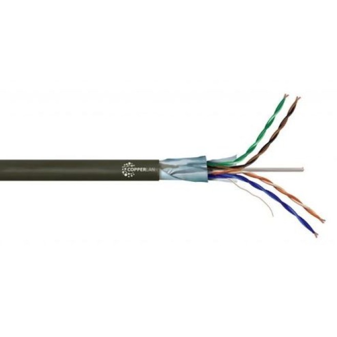 CABO LAN FTP CAT6 4 PARES 23AWG - CAPA ÚNICA BLINDADO COPPERLAN - PRETO (VENDA POR METRO) - INSTRUFIBER