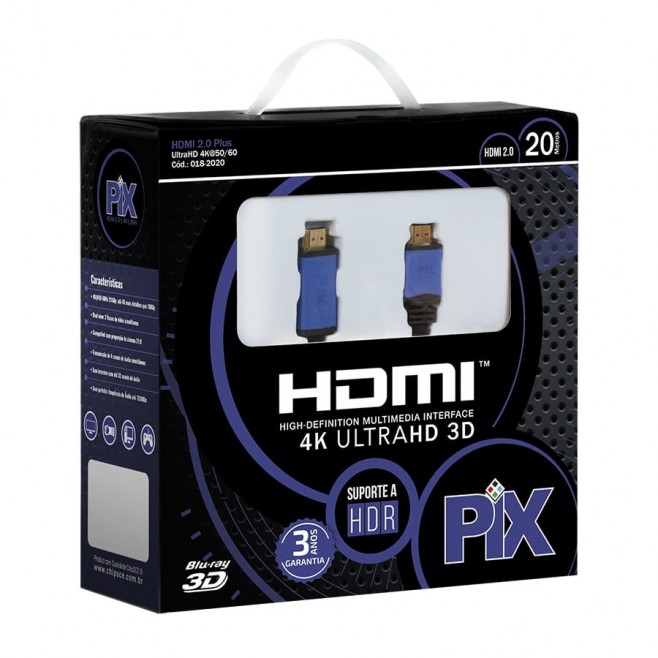 Cabo HDMI 2.0 20 Metros 4K Ultra HD Com Filtro 19 Pinos @60Hz - INSTRUFIBER