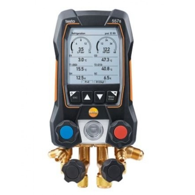 Testo557sKitSmartVácuoCMangueiras - Manifold digital inteligente com sondas de temperatura de vácuo e braçadeira sem fio e conjunto de enchimento de mangueira com 4 mangueiras - INSTRUFIBER