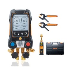 Testo557sKitSmartVácuo - Manifold digital inteligente com sondas wireless de vácuo e temperatura de pinça - INSTRUFIBER