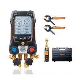 Testo557sKitSmartVácuo - Manifold digital inteligente com sondas wireless de vácuo e temperatura de pinça - INSTRUFIBER