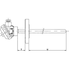 TC122 - TERMOPAR CONVENCIONAL COM TUBO METÁLICO E FLANGE AJUSTÁVEL - INSTRUFIBER