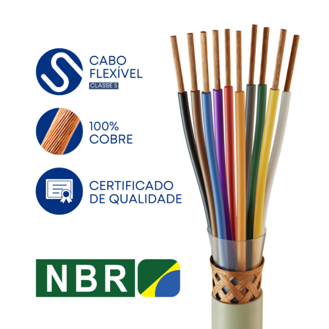 Cabo Manga 10X26 Awg Blindado Malha de Cobre Verde/Palha - INSTRUFIBER