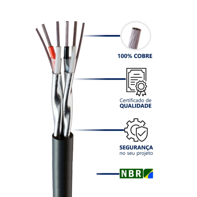 Cabo AFD 4px22 Awg Blindagem Individual em Fita Aluminizada + Dreno Preto - INSTRUFIBER