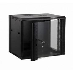 Mini Rack 9Ux600mm de Parede Para Servidor Data Center Padrão 19'' Armário Gabinete Para Cabeamento Estruturado e CFTV Preto - INSTRUFIBER