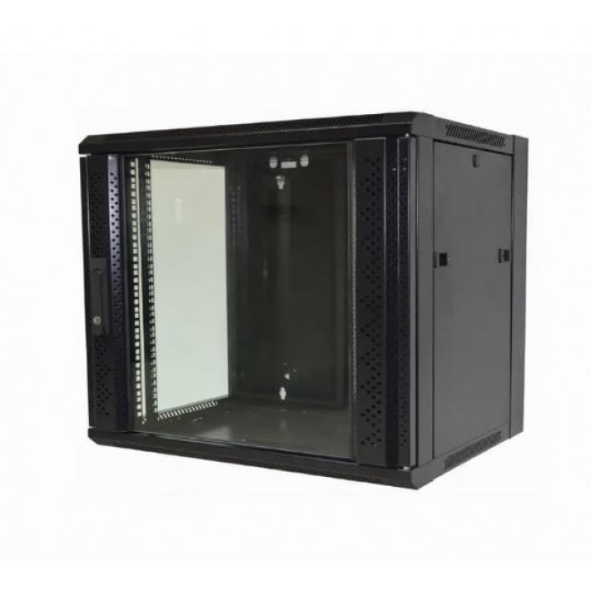 Mini Rack 9Ux600mm de Parede Para Servidor Data Center Padrão 19'' Armário Gabinete Para Cabeamento Estruturado e CFTV Preto - INSTRUFIBER