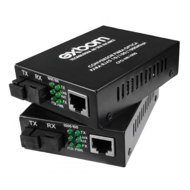 Conversor de Fibra Óptica SM 10/100/1000 5km 1FO SC RJ45 CFO-N1000 - INSTRUFIBER