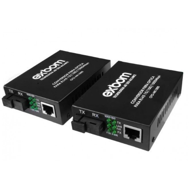 Conversor de Fibra Óptica SM 10/100/1000 5km 1FO SC RJ45 CFO-N1000 - INSTRUFIBER