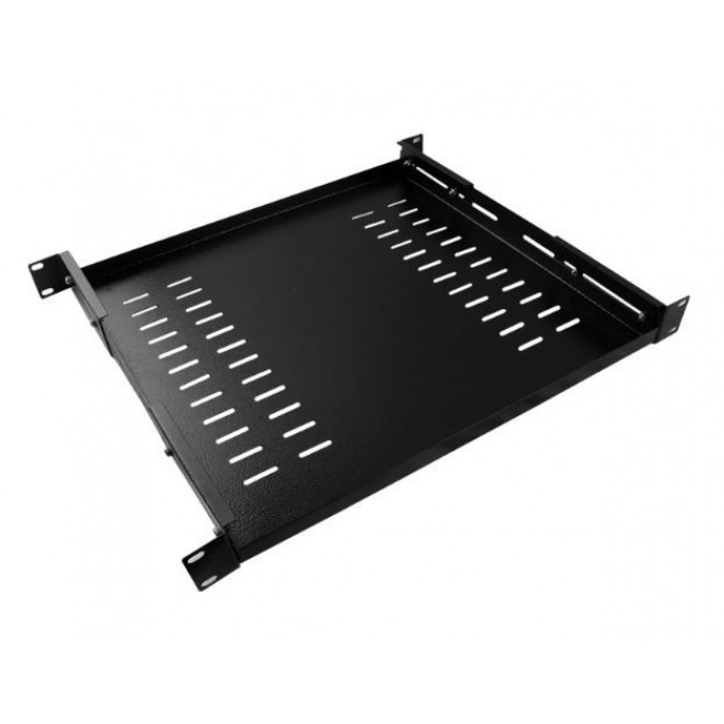 Mini Rack de Parede Com 2 Planos 12U X 570 mm (53,34 cm x 57 cm*) e Bandeja Fixa Ventilada 1U X 400 mm com 4 Pontos de Fixação Instalada - Preto - INSTRUFIBER