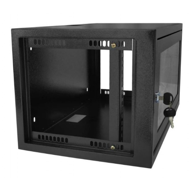 Mini Rack 5Ux300mm de Parede Padrão 19" Para Cabeamento Estruturado Automação e CFTV - Preto - INSTRUFIBER