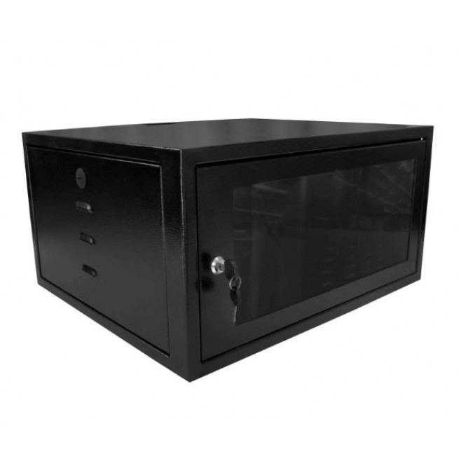 Mini Rack 5Ux470mm de Parede Padrão 19" Para Cabeamento Estruturado Automação e CFTV - Preto - INSTRUFIBER