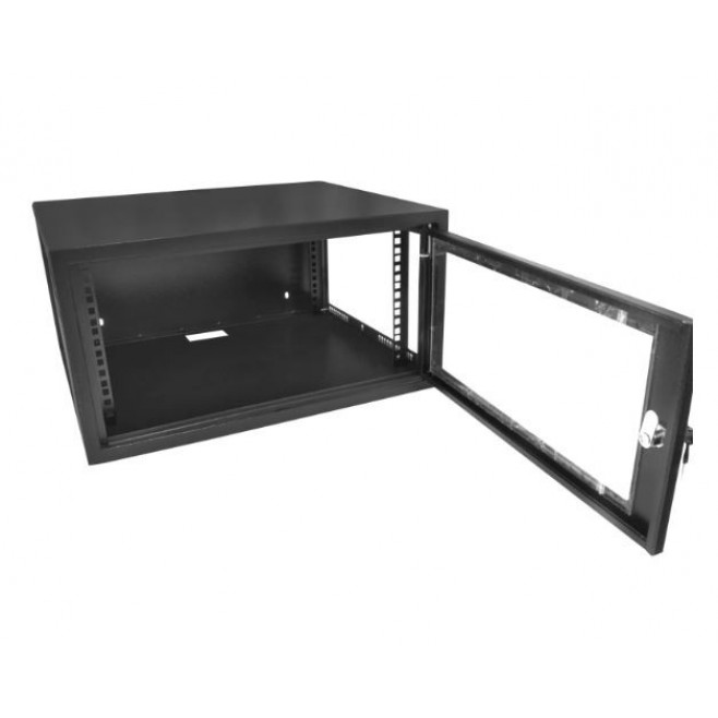 Mini Rack 5Ux470mm de Parede Padrão 19" Para Cabeamento Estruturado Automação e CFTV - Preto - INSTRUFIBER