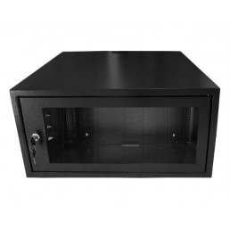 Mini Rack 5Ux470mm de Parede Padrão 19" Para Cabeamento Estruturado Automação e CFTV - Preto - INSTRUFIBER