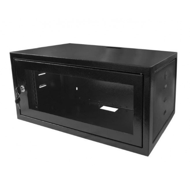 Mini Rack 5Ux470mm de Parede Padrão 19" Para Cabeamento Estruturado Automação e CFTV - Preto - INSTRUFIBER