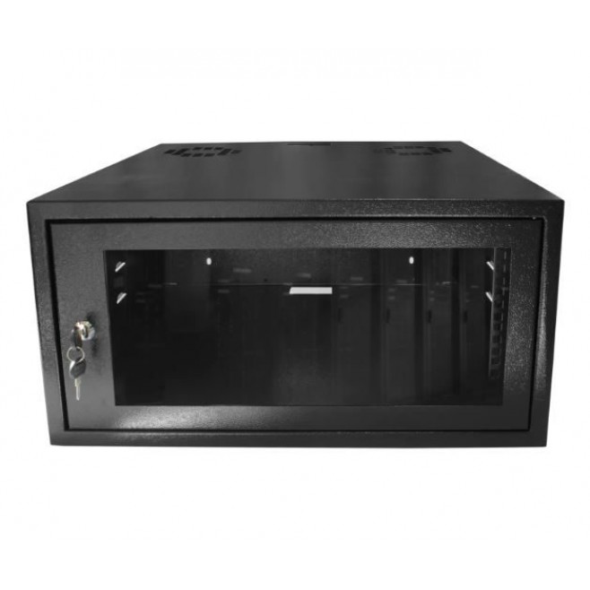 Mini Rack 5Ux570mm de Parede Padrão 19" Para Cabeamento Estruturado Automação e CFTV - Preto - INSTRUFIBER