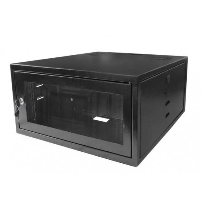 Mini Rack 5Ux570mm de Parede Padrão 19" Para Cabeamento Estruturado Automação e CFTV - Preto - INSTRUFIBER