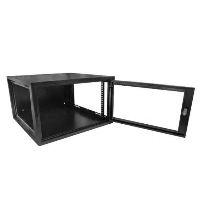 Mini Rack 6Ux570mm de Parede Padrão 19" Para Cabeamento Estruturado Automação e CFTV - Preto - INSTRUFIBER