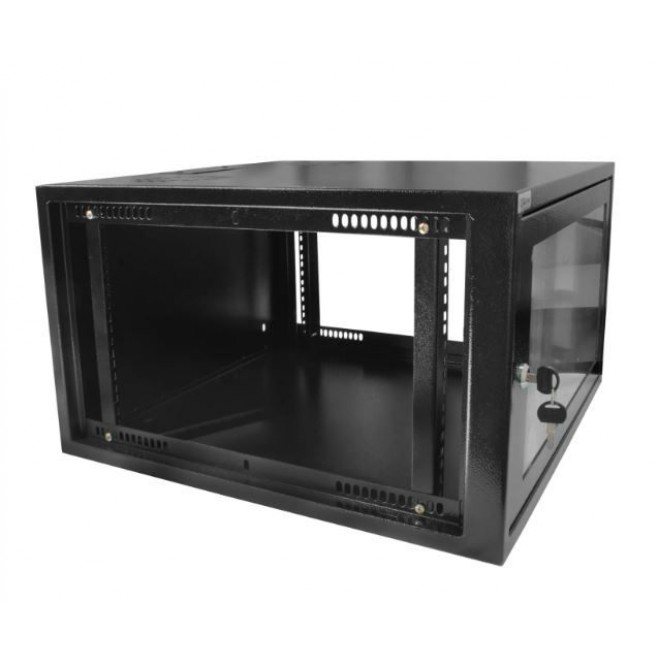 Mini Rack 6Ux570mm de Parede Padrão 19" Para Cabeamento Estruturado Automação e CFTV - Preto - INSTRUFIBER