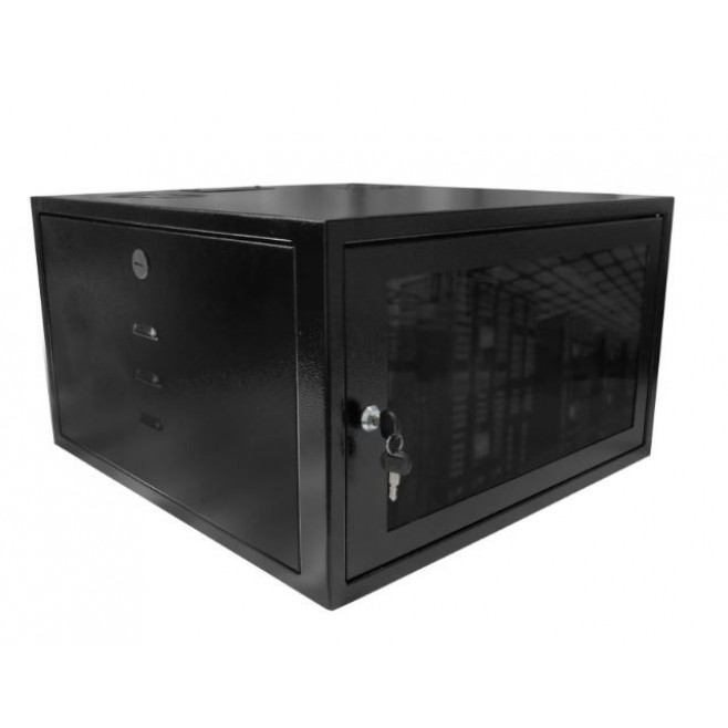 Mini Rack 6Ux570mm de Parede Padrão 19" Para Cabeamento Estruturado Automação e CFTV - Preto - INSTRUFIBER