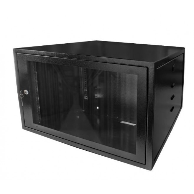 Mini Rack 6Ux570mm de Parede Padrão 19" Para Cabeamento Estruturado Automação e CFTV - Preto - INSTRUFIBER