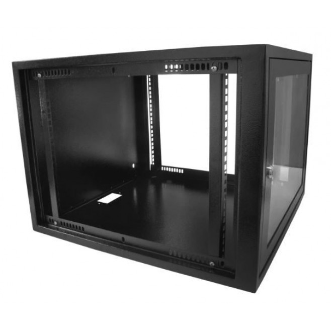 Mini Rack 8Ux570mm de Parede Padrão 19" Para Cabeamento Estruturado Automação e CFTV - Preto - INSTRUFIBER