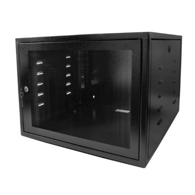 Mini Rack 8Ux570mm de Parede Padrão 19" Para Cabeamento Estruturado Automação e CFTV - Preto - INSTRUFIBER