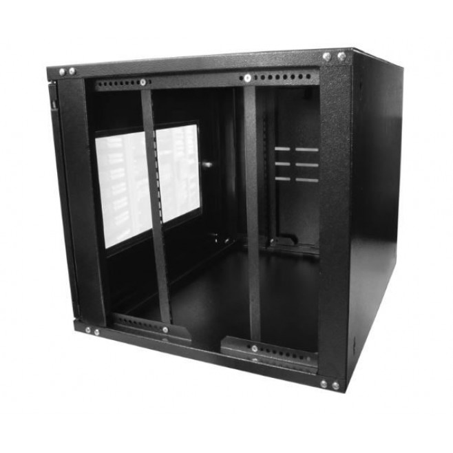 Mini Rack 8Ux370mm de Parede Para Servidor Data Center Padrão 19'' Armário Gabinete Para Cabeamento Estruturado e CFTV Preto - INSTRUFIBER