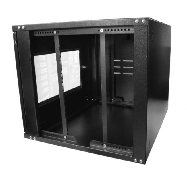 Mini Rack 8Ux470mm de Parede Para Servidor Data Center Padrão 19'' Armário Gabinete Para Cabeamento Estruturado e CFTV Preto - INSTRUFIBER