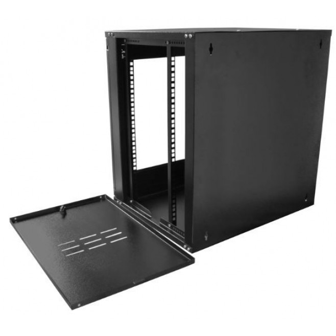 Mini Rack 12Ux370mm de Parede Para Servidor Data Center Padrão 19'' Armário Gabinete Para Cabeamento Estruturado e CFTV Preto - INSTRUFIBER