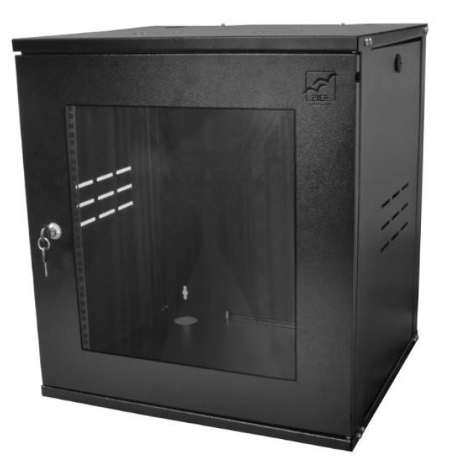 Mini Rack 12Ux370mm de Parede Para Servidor Data Center Padrão 19'' Armário Gabinete Para Cabeamento Estruturado e CFTV Preto - INSTRUFIBER