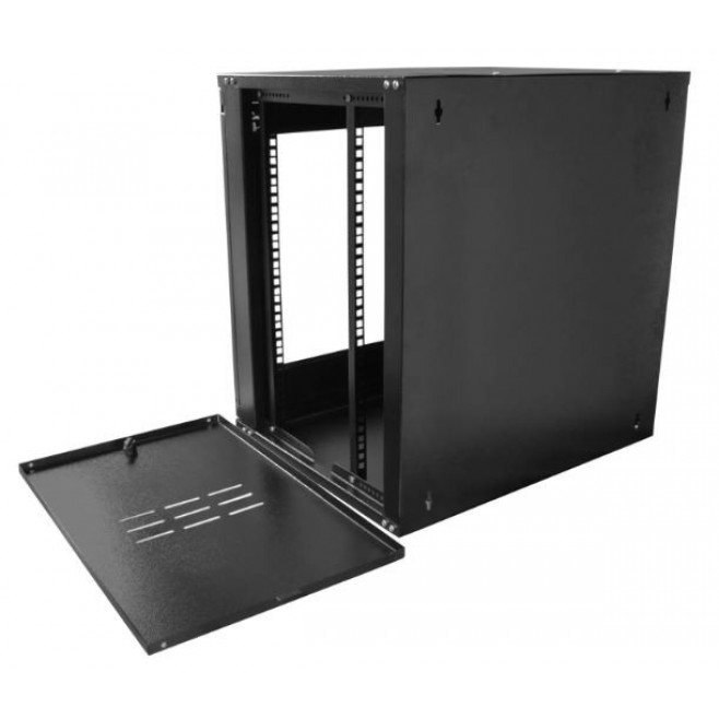 Mini Rack 12Ux470mm de Parede Para Servidor Data Center Padrão 19'' Armário Gabinete Para Cabeamento Estruturado e CFTV Preto - INSTRUFIBER