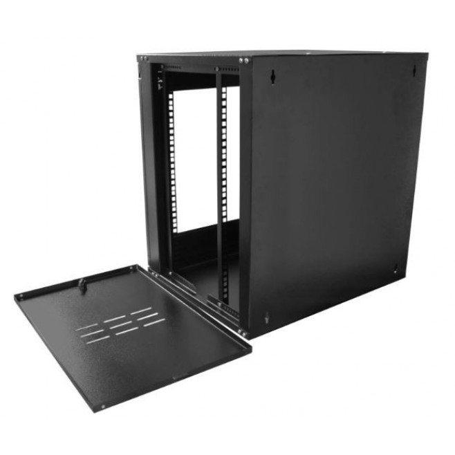 Mini Rack 12Ux570mm de Parede Para Servidor Data Center Padrão 19'' Armário Gabinete Para Cabeamento Estruturado e CFTV Preto - INSTRUFIBER