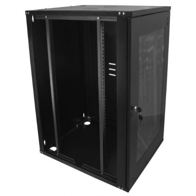 Mini Rack 16Ux370mm de Parede Para Servidor Data Center Padrão 19'' Armário Gabinete Para Cabeamento Estruturado e CFTV Preto - INSTRUFIBER