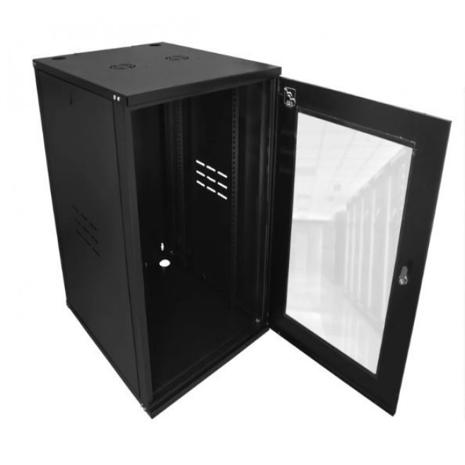 Mini Rack 16Ux470mm de Parede Para Servidor Data Center Padrão 19'' Armário Gabinete Para Cabeamento Estruturado e CFTV Preto - INSTRUFIBER