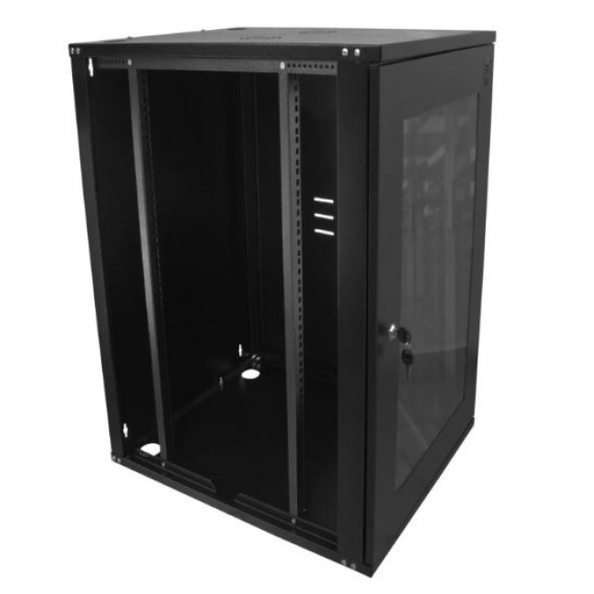 Mini Rack 16Ux470mm de Parede Para Servidor Data Center Padrão 19'' Armário Gabinete Para Cabeamento Estruturado e CFTV Preto - INSTRUFIBER