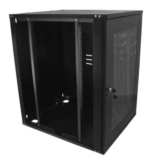 Mini Rack 16Ux670mm de Parede Para Servidor Data Center Padrão 19'' Armário Gabinete Para Cabeamento Estruturado e CFTV Preto - INSTRUFIBER