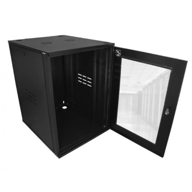 Mini Rack 16Ux670mm de Parede Para Servidor Data Center Padrão 19'' Armário Gabinete Para Cabeamento Estruturado e CFTV Preto - INSTRUFIBER