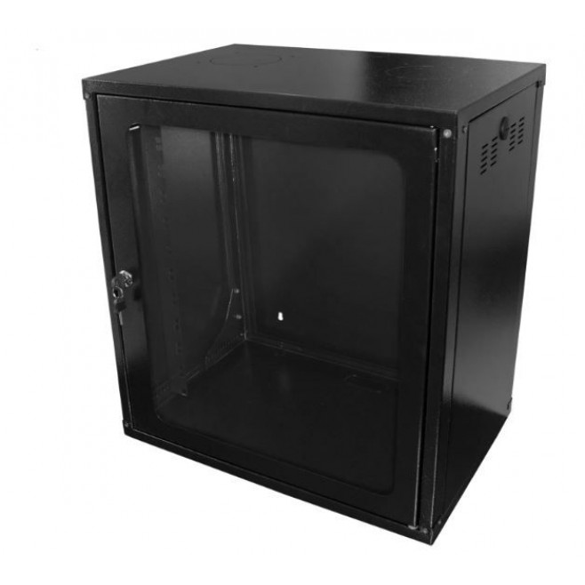 Mini Rack de Parede Padrão 19'' Para Cabeamento Estruturado e CFTV 12U X 470mm Preto Texturizado - Reforçado - INSTRUFIBER